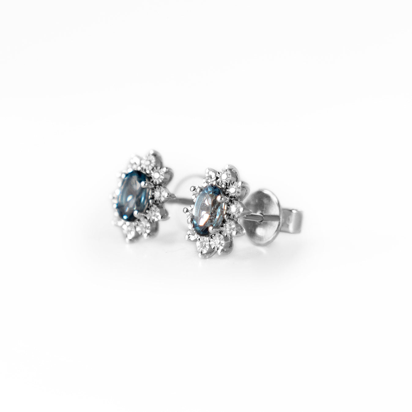 BLUE TOPAZ DIAMOND EARRINGS