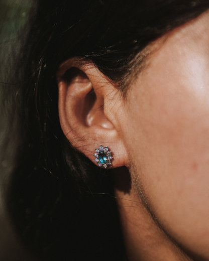 BLUE TOPAZ DIAMOND EARRINGS