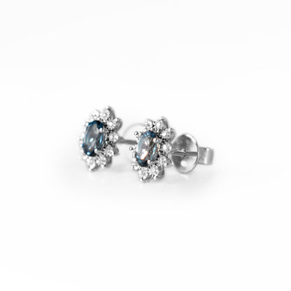 BLUE TOPAZ DIAMOND EARRINGS