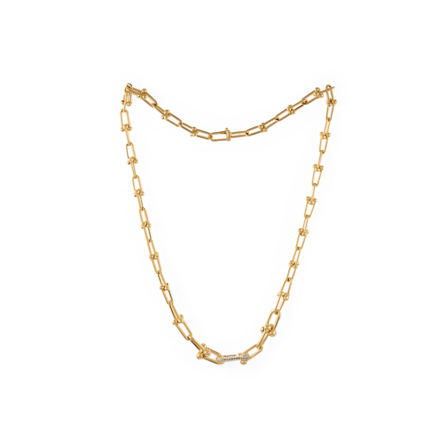 CHUNKY CHAIN-LINK WITH GOLD + STONE LINK NECKLACE