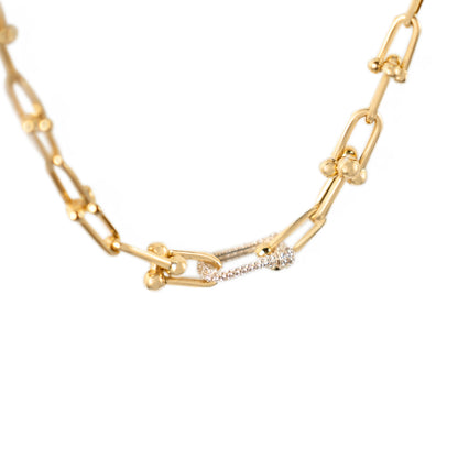 CHUNKY CHAIN-LINK WITH GOLD + STONE LINK NECKLACE