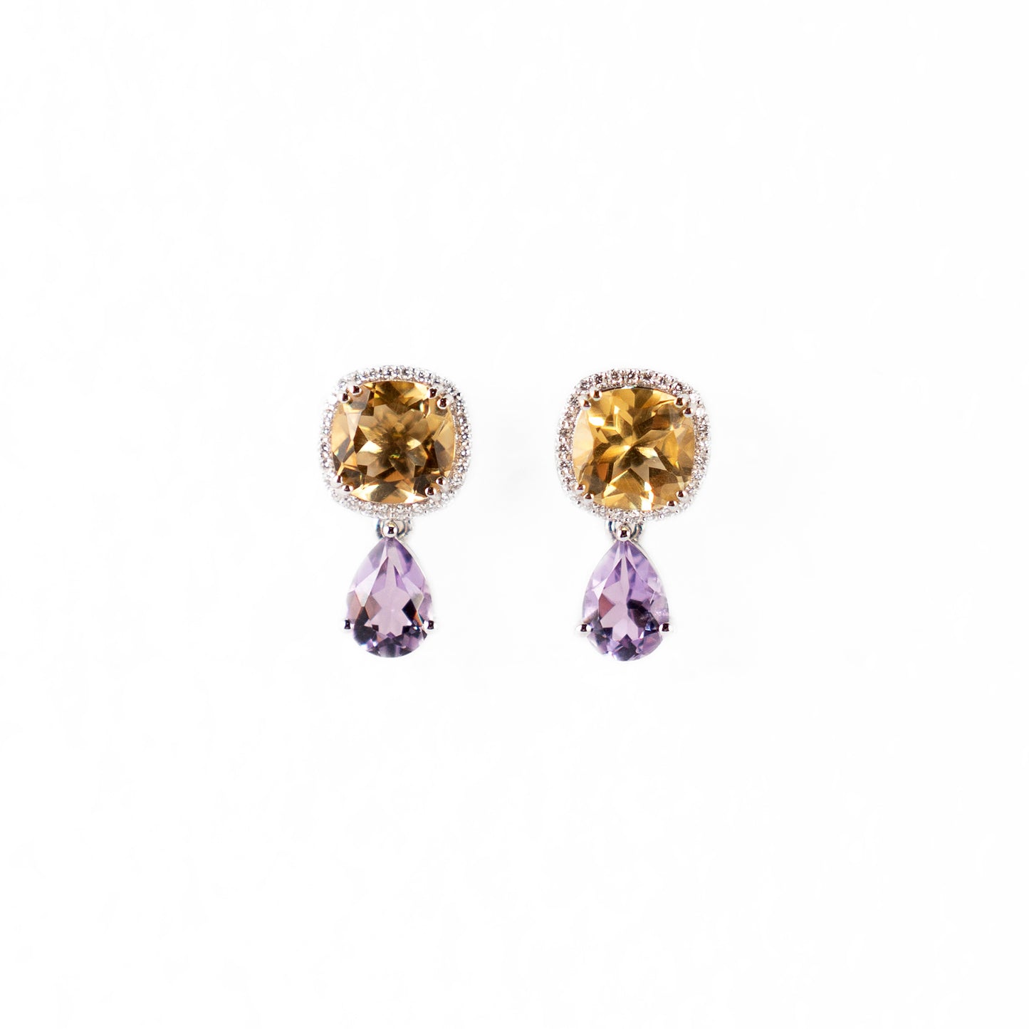 TOPAZ + AMETHYST DI-TONE EARRINGS