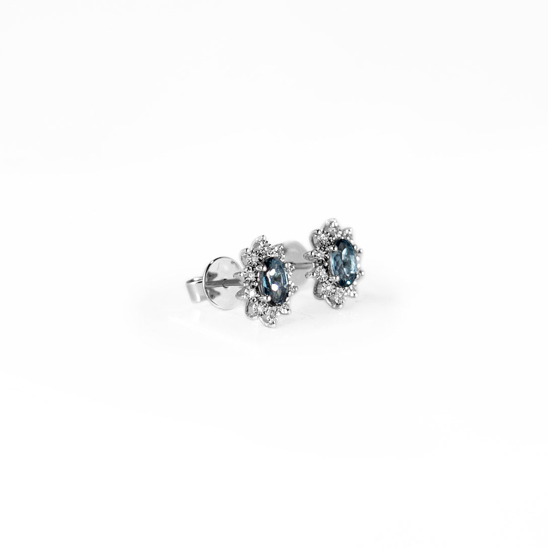 BLUE TOPAZ DIAMOND EARRINGS