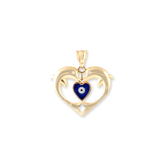 DOLPHIN HEART BLUE EYE PENDANT